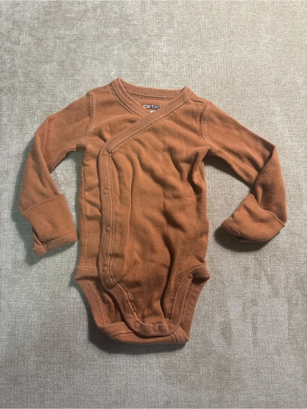 Carter's Rust/Muted Orange Long-Sleeve Wrap-Front Baby One-Piece